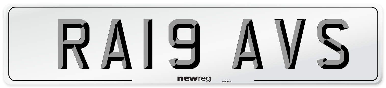 RA19 AVS Number Plate from New Reg